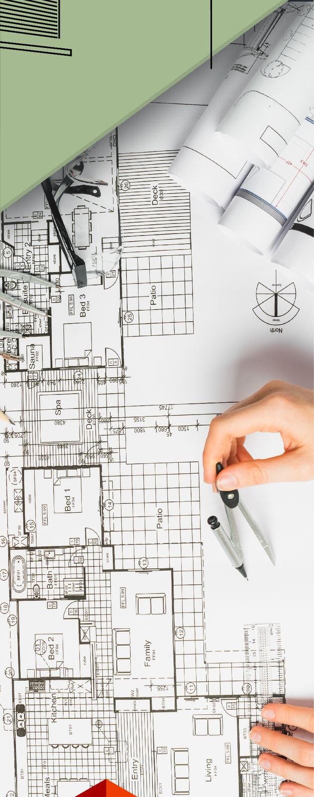 مخططات معمارية على طاولة التصميم